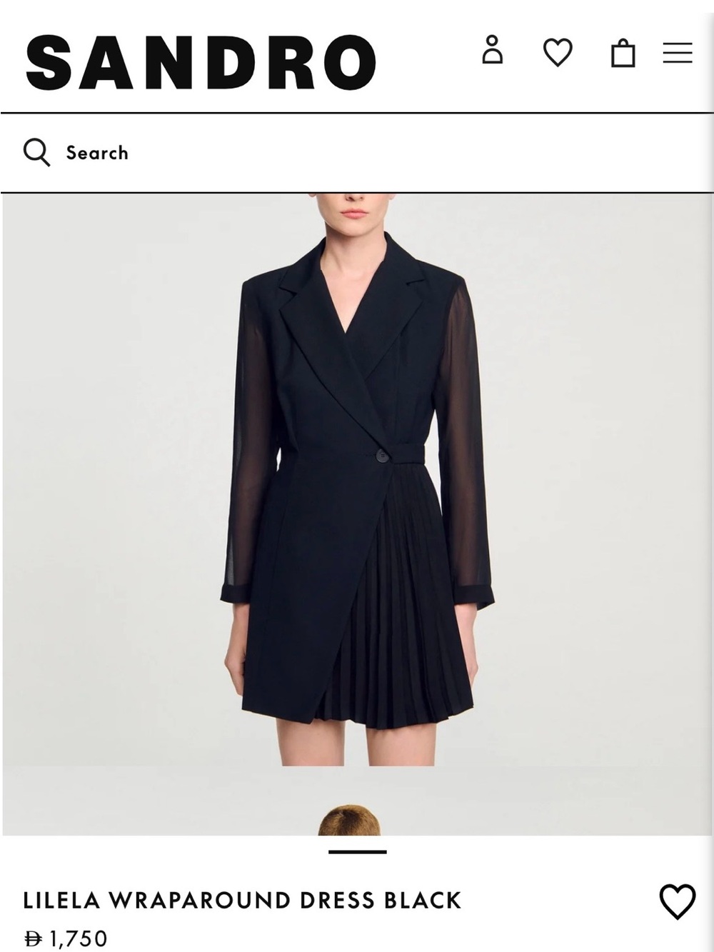 Sandro Black Wraparound Pleated Blazer-Dress